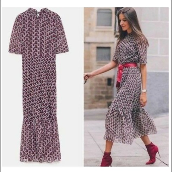 Zara heart print midi dress Sm - Picture 2 of 11